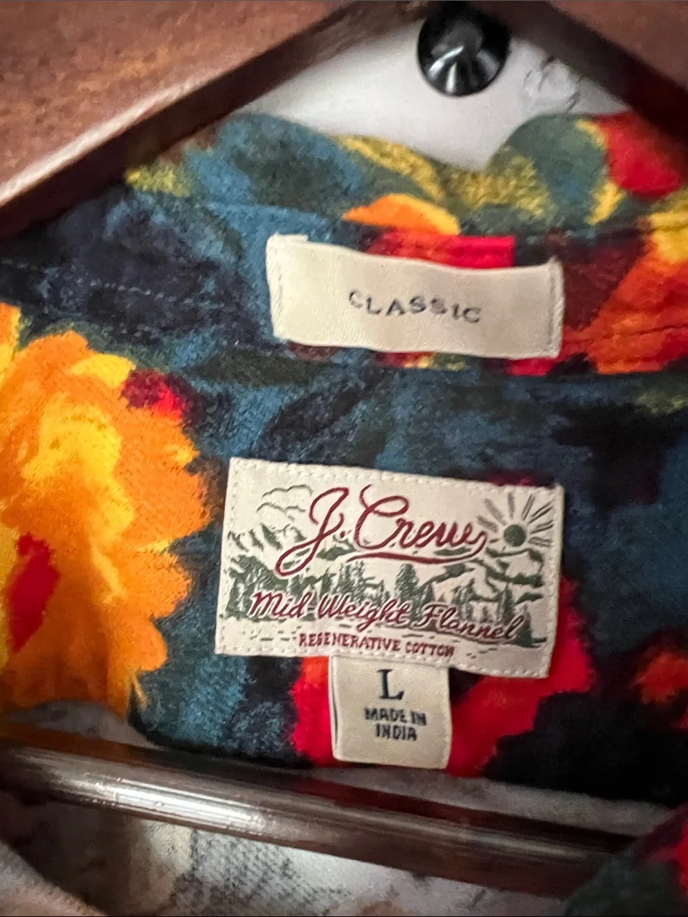 J Crew Mid Weight Flannel Floral Button-Up Shirt in Yellow & Red on Dark Green